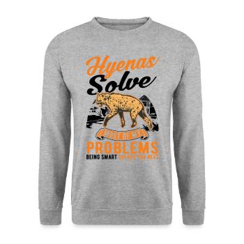 Hyäne Geschenk Erdwolf Hyena - Unisex Pullover - Weißgrau meliert - Vorne - Alina (178cm) & Michal (187cm)