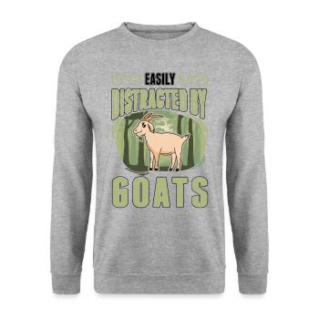 Facilement distrait par les chèvres Ziegenwirt Goat - Sweat-shirt Unisexe - gris chiné - Devant - Alina (178cm) & Michal (187cm)