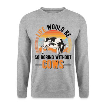 Cow Cattle breeder Farmer Cows - Unisex Sweatshirt - salt & pepper - Front - Alina (178cm) & Michal (187cm)