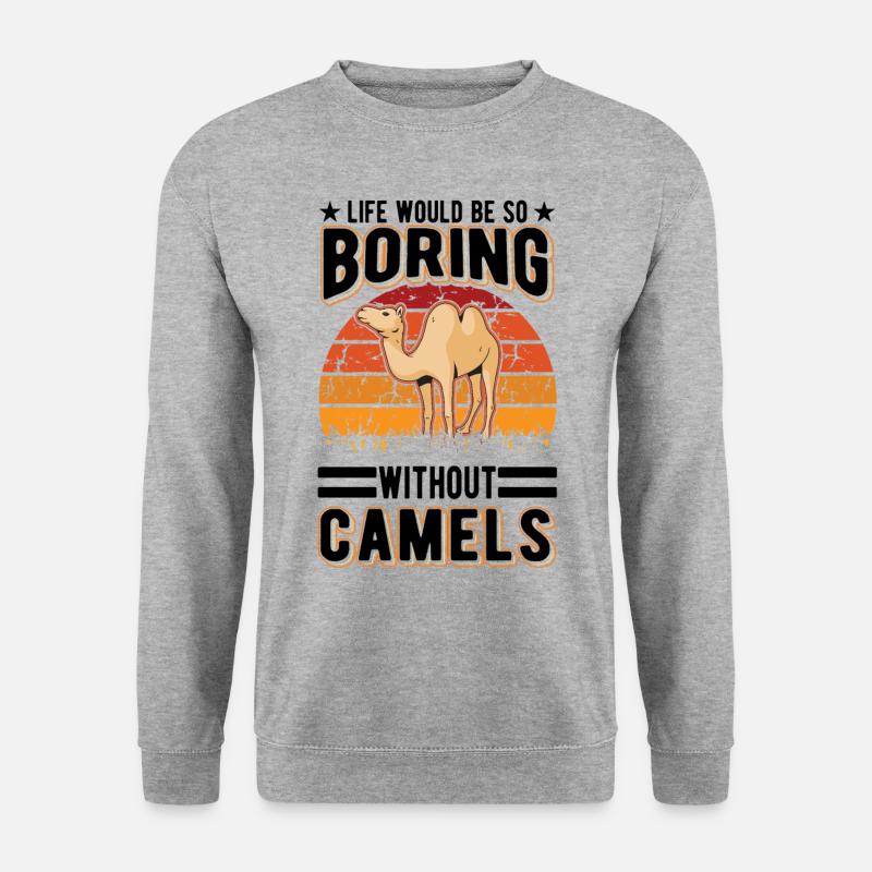 Kamel Geschenk Dromedar Camel Großkamel - Unisex Pullover - Weißgrau meliert