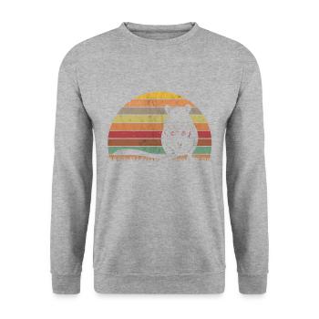 Gerbil Retro Rennratte Vintage Rennmaus - Unisex Pullover - Weißgrau meliert - Vorne - Alina (178cm) & Michal (187cm)