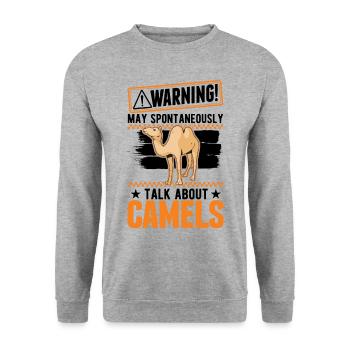 Warnung Kamel Dromedar Camel Großkamel - Unisex Pullover - Weißgrau meliert - Vorne - Alina (178cm) & Michal (187cm)