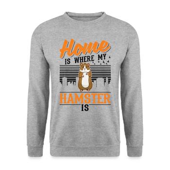 La maison est l’endroit où mon hamster est la roue du hamster - Sweat-shirt Unisexe - gris chiné - Devant - Alina (178cm) & Michal (187cm)