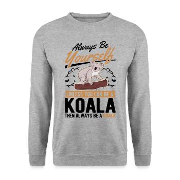 Always be yourself Koala - Unisex Pullover - Weißgrau meliert - Vorne - Alina (178cm) & Michal (187cm)