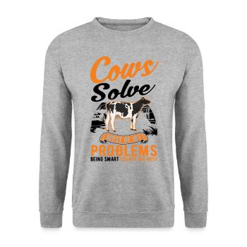 Vache Cadeau Agriculteur Bovins Vaches - Sweat-shirt Unisexe - gris chiné - Devant - Alina (178cm) & Michal (187cm)