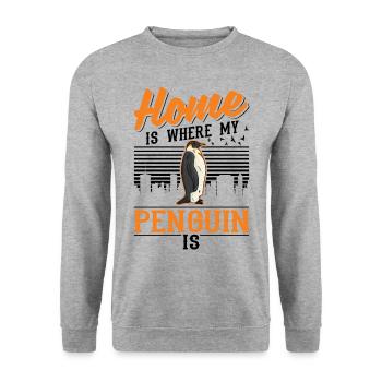 Home is where my penguin is - Unisex Sweatshirt - salt & pepper - Front - Alina (178cm) & Michal (187cm)