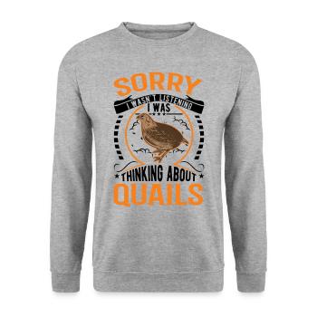 Je n’écoutais pas, je pensais à Quails - Sweat-shirt Unisexe - gris chiné - Devant - Alina (178cm) & Michal (187cm)