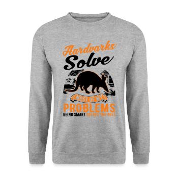 Aardvark Cadeau Aardvark - Sweat-shirt Unisexe - gris chiné - Devant - Alina (178cm) & Michal (187cm)