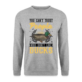 Duck Gift Duck Duck Breeder - Unisex Sweatshirt - salt & pepper - Front - Alina (178cm) & Michal (187cm)