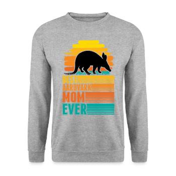 Best Aardvark Mom Ever Erdferkel Mama - Unisex Pullover - Weißgrau meliert - Vorne - Alina (178cm) & Michal (187cm)