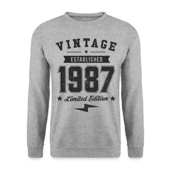 Millésime 1987 - Sweat-shirt Unisexe - gris chiné - Devant - Alina (178cm) & Michal (187cm)