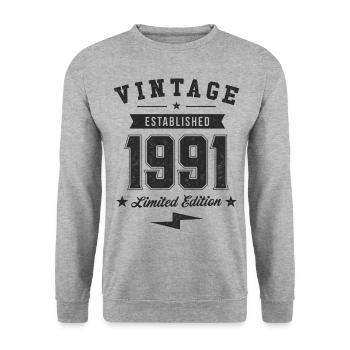 Vintage 1991 - Unisex Sweatshirt - salt & pepper - Front - Alina (178cm) & Michal (187cm)
