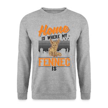 Zuhause ist wo mein Fennek ist - Unisex Pullover - Weißgrau meliert - Vorne - Alina (178cm) & Michal (187cm)