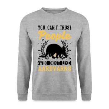 Aardvark Cadeau Aardvark - Sweat-shirt Unisexe - gris chiné - Devant - Alina (178cm) & Michal (187cm)