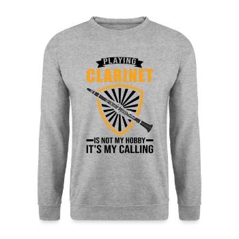 Clarinettes Hobby Clarinettiste Clarinettiste - Sweat-shirt Unisexe - gris chiné - Devant - Alina (178cm) & Michal (187cm)