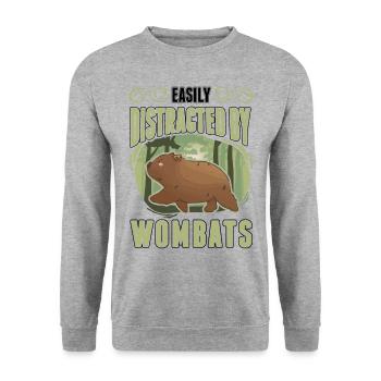 Easily distracted by Wombats - Unisex Pullover - Weißgrau meliert - Vorne - Alina (178cm) & Michal (187cm)