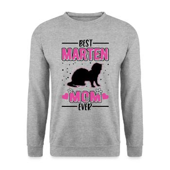 Marten Mama Mink Badger Pine marten - Unisex Sweatshirt - salt & pepper - Front - Alina (178cm) & Michal (187cm)