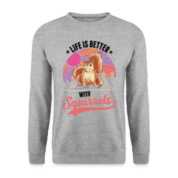 La vie est meilleure écureuil - Sweat-shirt Unisexe - gris chiné - Devant - Alina (178cm) & Michal (187cm)