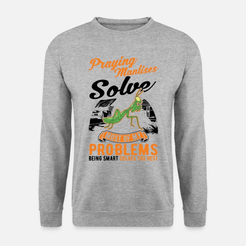 Gottesanbeterin Geschenk Mantis Fangschrecke - Unisex Pullover - Weißgrau meliert
