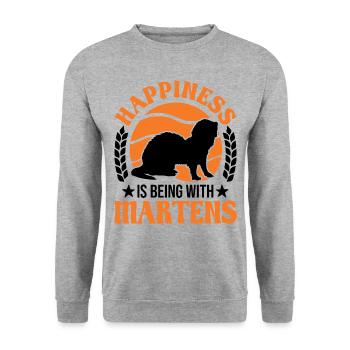 Marder Glück Nerz Dachs Baummarder - Unisex Pullover - Weißgrau meliert - Vorne - Alina (178cm) & Michal (187cm)