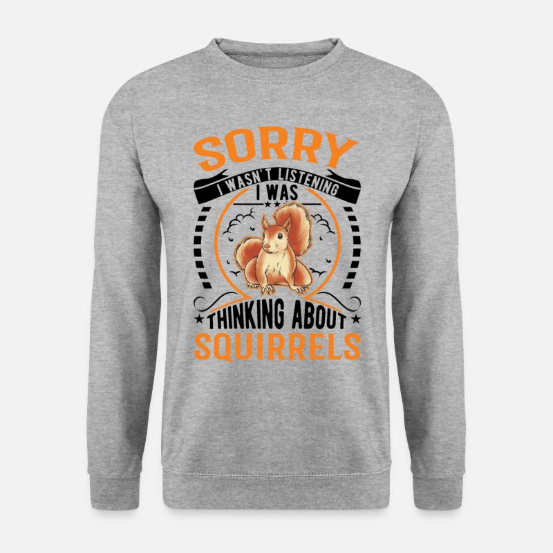 Eichhörnchen Geschenk Grauhörnchen Squirrel - Unisex Pullover - Weißgrau meliert
