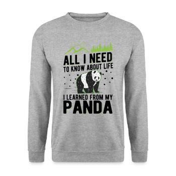Panda Gift Bamboo Panda Bear - Unisex Sweatshirt - salt & pepper - Front - Alina (178cm) & Michal (187cm)