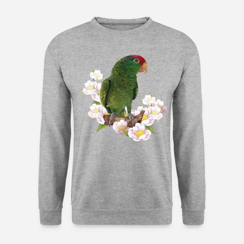 Der Tamaulipas-Papagei - Unisex Pullover - Weißgrau meliert