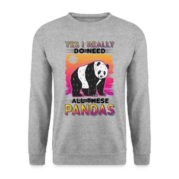 Panda Lover Panda Bear Gift - Unisex Sweatshirt - salt & pepper - Front - Alina (178cm) & Michal (187cm)