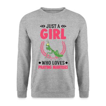 Praying mantis Girl Mantis Mantis - Unisex Sweatshirt - salt & pepper - Front - Alina (178cm) & Michal (187cm)
