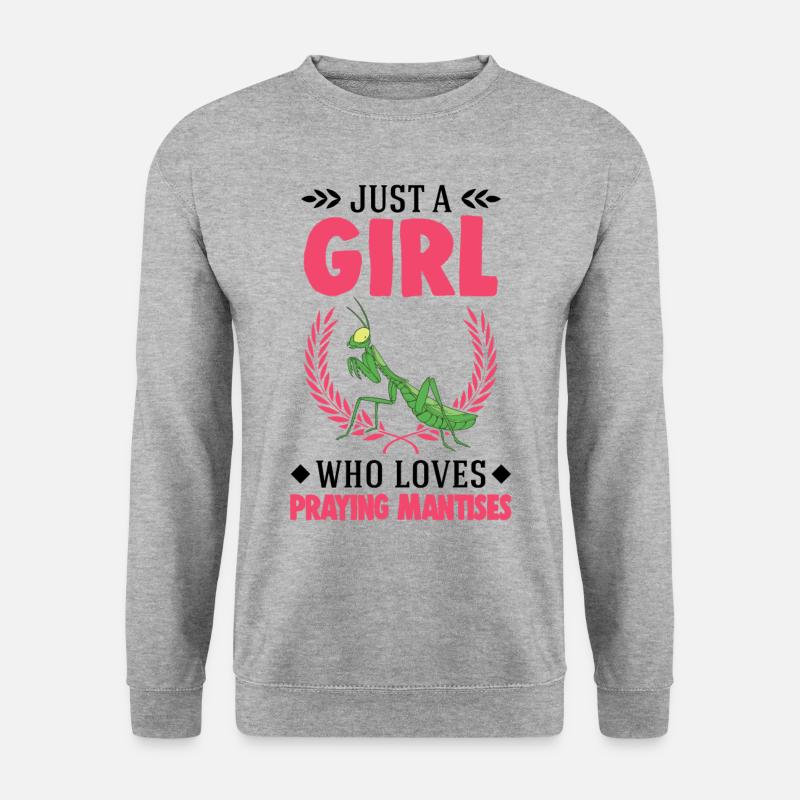 Gottesanbeterin Mädchen Mantis Fangschrecke - Unisex Pullover - Weißgrau meliert