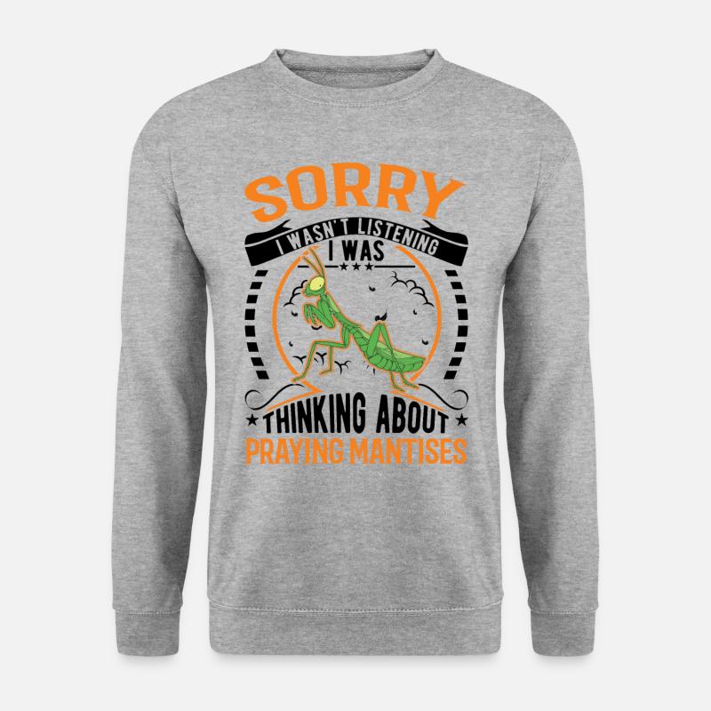 Gottesanbeterin Mantis Fangschrecke - Unisex Pullover - Weißgrau meliert