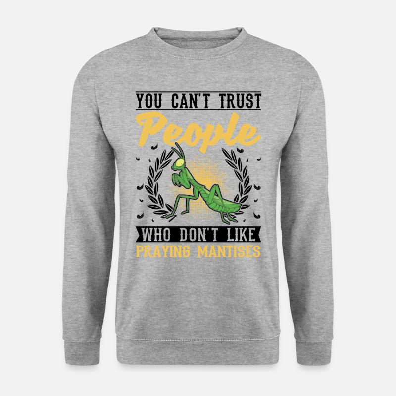 Gottesanbeterin Geschenk Mantis Fangschrecke - Unisex Pullover - Weißgrau meliert