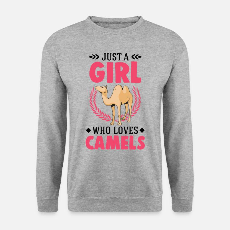 Kamel Mädchen Dromedar Ägypten Großkamel - Unisex Pullover - Weißgrau meliert