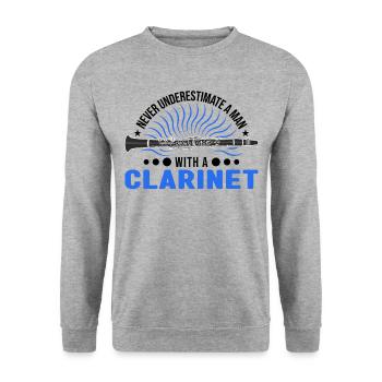 Clarinettes Homme Clarinettiste Clarinettiste - Sweat-shirt Unisexe - gris chiné - Devant - Alina (178cm) & Michal (187cm)