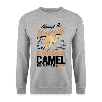 Always be yourself Camel Big Camel Camel - Unisex Sweatshirt - salt & pepper - Front - Alina (178cm) & Michal (187cm)