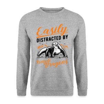 Easily distracted by Komodo Dragons Waran - Unisex Pullover - Weißgrau meliert - Vorne - Alina (178cm) & Michal (187cm)