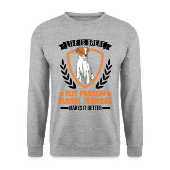 Parson Russell Terrier Gift - Unisex Sweatshirt - salt & pepper - Front - Alina (178cm) & Michal (187cm)