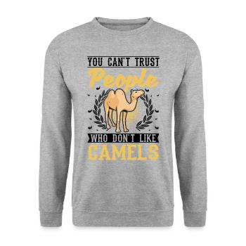 Kamel Dromedar Ägypten Geschenk Großkamel - Unisex Pullover - Weißgrau meliert - Vorne - Alina (178cm) & Michal (187cm)