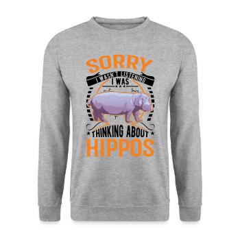 Hippo Cadeau Hippo Hippo Hippo - Sweat-shirt Unisexe - gris chiné - Devant - Alina (178cm) & Michal (187cm)