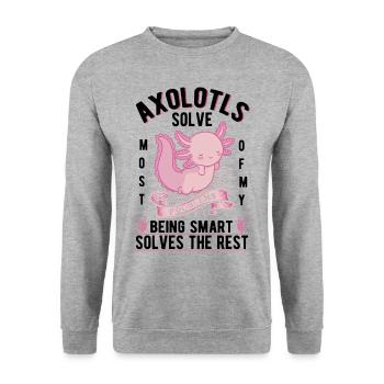 Axolotl Cadeau Amphibien à queue - Sweat-shirt Unisexe - gris chiné - Devant - Alina (178cm) & Michal (187cm)