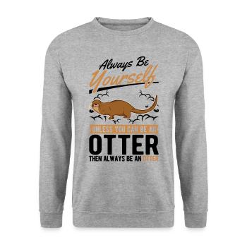 Loutre Cadeau Loutre Loutre Loutre Loutre de mer - Sweat-shirt Unisexe - gris chiné - Devant - Alina (178cm) & Michal (187cm)