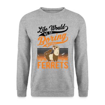 Amoureux du furet Cadeau furet - Sweat-shirt Unisexe - gris chiné - Devant - Alina (178cm) & Michal (187cm)