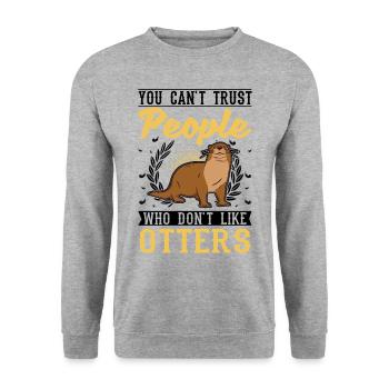 Otter Gift Otter Sea Otter - Unisex Sweatshirt - salt & pepper - Front - Alina (178cm) & Michal (187cm)