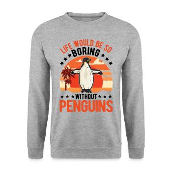 Pinguin Penguin Kaiserpinguin Gelbaugenpinguin - Unisex Pullover - Weißgrau meliert - Vorne - Alina (178cm) & Michal (187cm)