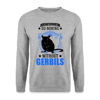 Gerbille Cadeau Rat de course mongol Gerbille - Sweat-shirt Unisexe - gris chiné - Devant - Alina (178cm) & Michal (187cm)