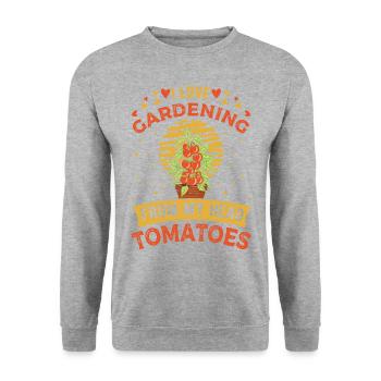 I love Gardening From my head Tomatoes Tomaten - Unisex Sweatshirt - salt & pepper - Front - Alina (178cm) & Michal (187cm)