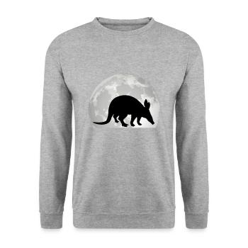 Erdferkel Mond - Unisex Pullover - Weißgrau meliert - Vorne - Alina (178cm) & Michal (187cm)