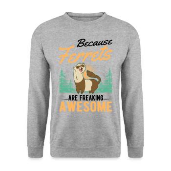 Because Ferrets are freaking awesome Frettchen - Unisex Pullover - Weißgrau meliert - Vorne - Alina (178cm) & Michal (187cm)