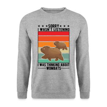 Australischer Wombat Geschenk - Unisex Pullover - Weißgrau meliert - Vorne - Alina (178cm) & Michal (187cm)