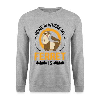 Zuhause ist wo mein Frettchen ist - Unisex Pullover - Weißgrau meliert - Vorne - Alina (178cm) & Michal (187cm)